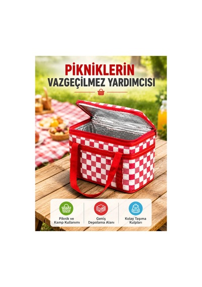 Mey İthalat 25 Litre Geniş Hacimli Termos Çanta Dayanıklı Fermuarlı Isı Korumalı Taşıma Çantası Renkli Renkli
