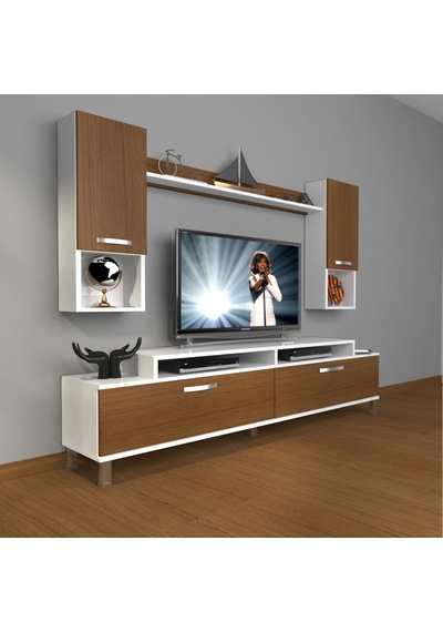 Decoraktiv Ekoflex 5da Slm Krom Ayaklı Tv Ünitesi Tv Sehpası - Beyaz Ceviz Beyaz - Ceviz Decoraktiv Ekoflex 5da Slm Krom Ayaklı Tv Ünitesi Tv Sehpası - Beyaz Ceviz Beyaz - Ceviz