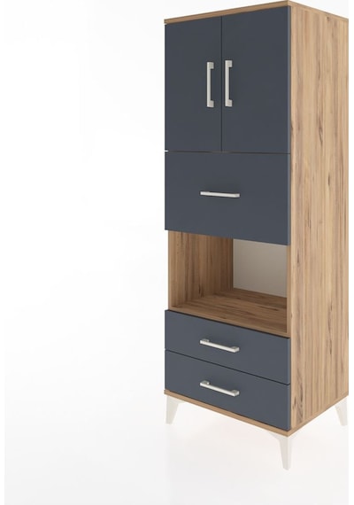Hyperion Dolap 3 Raflı 3 Çekmeceli 2 Kapaklı 60x44x163 Çam-antrasit Atlas Çam
