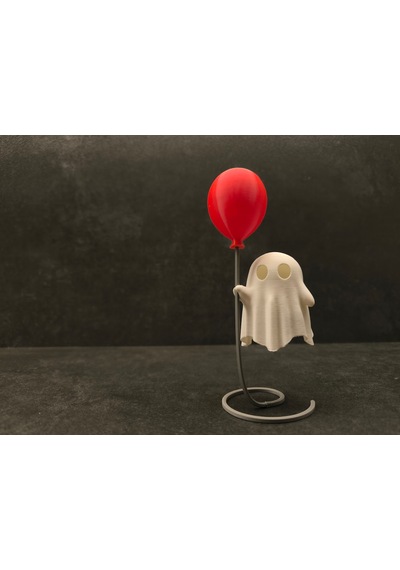 Balon Tutan Mini Hayalet Figür Dekoratif Masa Üstü Aksesuar 5x12cm Beyaz-kırmızı