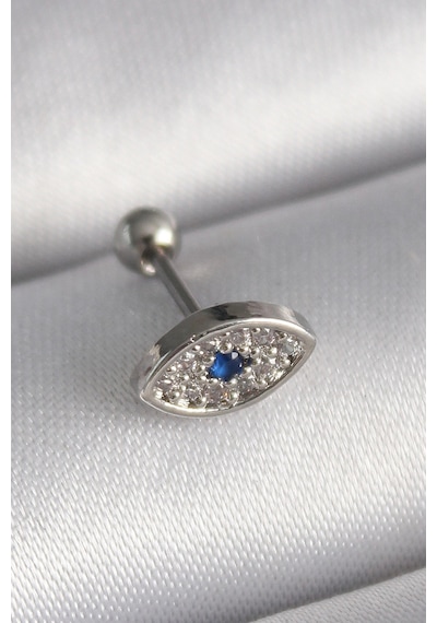 316l Çelik Gümüş Renk Zirkon Taşlı Göz Tragus Piercing 5886 Çok Renkli