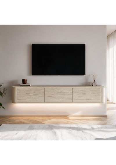 İnarch Dizayn Yoyo Led Işıklı Duvara Monte Tv Sehpası - 3 Kapaklı Modern Tv Konsolu Traverten İnarch Dizayn Yoyo Led Işıklı Duvara Monte Tv Sehpası - 3 Kapaklı Modern Tv Konsolu Traverten
