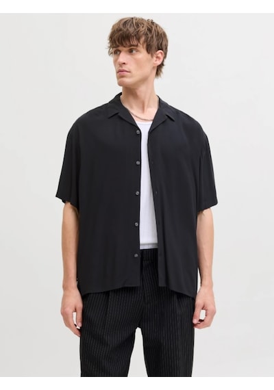 Jack Jones Erkek Viskon Rahat Kesim Kısa Kollu Gömlek 12288852 Black