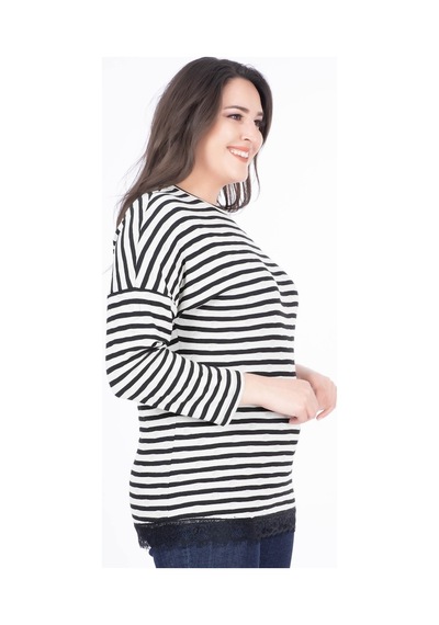 Myline Eteği Dantelli Penye Tişört (532254232)