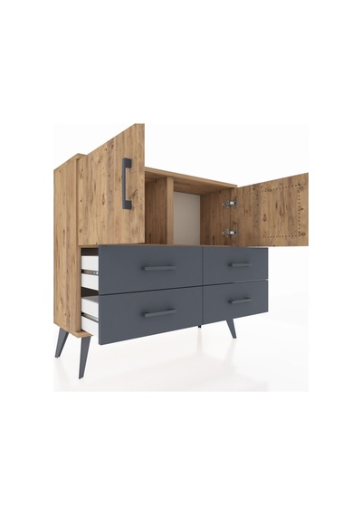 Arges Şifonyer 2 Raflı 4 Çekmeceli 2 Kapaklı 88x30x80 Çam-çam/antrasit Çam/antrasit Arges Şifonyer 2 Raflı 4 Çekmeceli 2 Kapaklı 88x30x80 Çam-çam/antrasit Çam/antrasit
