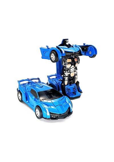 Transformers Robot Çek Bırak Kendinden Robota Dönüşen 1:32 Bugatti Lamborghini Araba Mavi