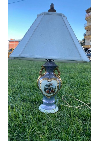 Aşıklar Motifli Porselen Abajur 63 CM