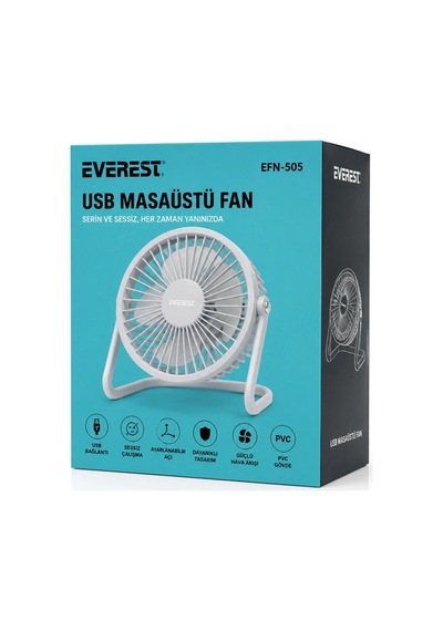 Usb Şarjlı - Pvc Gövde 14.5x14.1cm Masa Üstü Fan - Vantilatör Efn-505 5580