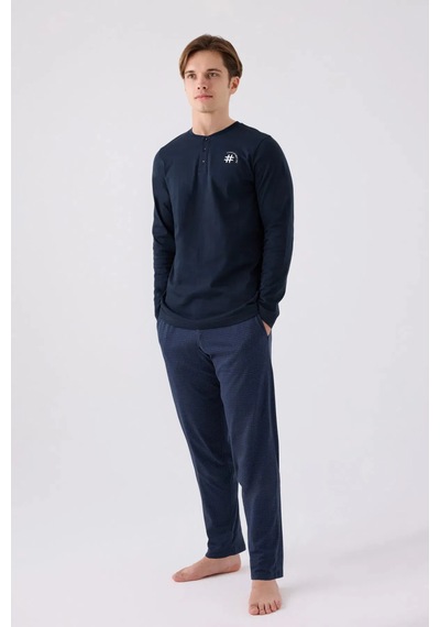 Arnetta 3166 Uzun Kol Erkek Pijama Takımı Lacivert