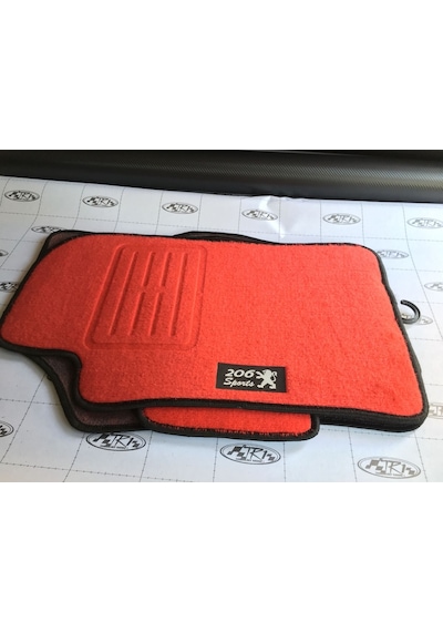Peugeot 206 Logolu Mugen Kırmızı Paspas