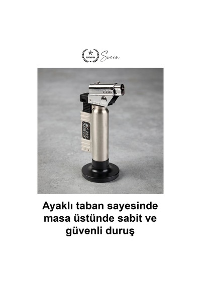 Lüks Metal Pürmüz Ayaklı Kendinden Tüplü Ayarlanabilir Jet Alevli Mutfak Kamp Hobi Çakmağı Tatlı Kar Çok Renkli