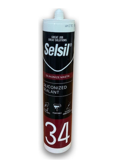 Selsil Silikonize Mastik Beyaz 450 G