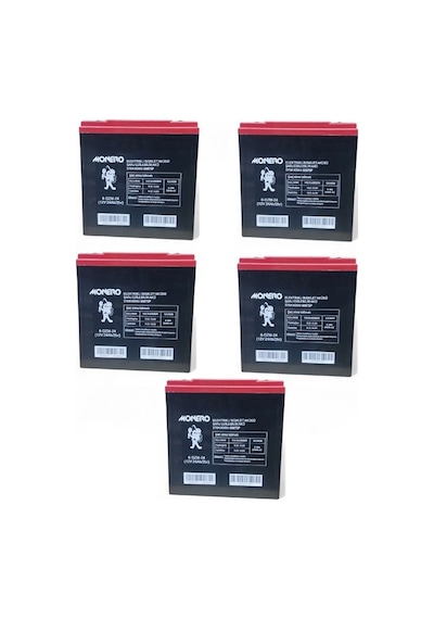 Monero 12v-24 Amper Dik E-bıke Akü 5'li Paket 20 Amper Ebatları İle Aynı Ebatlar: 180 X 78 X 170mm