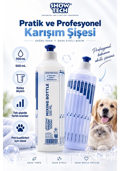 Showtech Konsantre Şampuan Seyreltme Şişesi 500 Ml - Ölçekli