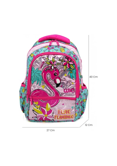 Wia Palm Flamingo Kız Çocuk İlkokul Çantası Turkuaz - Pembe