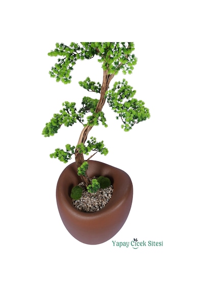 Yapay Çiçek Sitesi Fiber Saksıda Doğal Gövdeli Bonsai Yapay Ağaç 170 Cm Yeşil