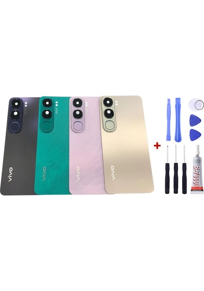 Vivo V40 Lıte Pembe Arka Cam Kapak Pil Kapağı Tamir Set B7000 Set Pembe