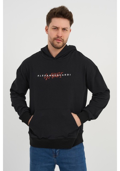 Alexander Gardi Alexandergardı Özel Unisex Baskılı Kapüşonlu Kanguru Cepli Sweatshirt Unx-0017602 Siyah