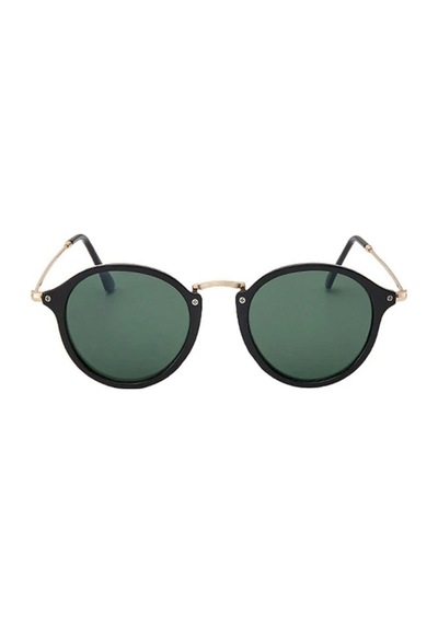 Siyah-yeşil Yuvarlak Lentes De Sol Vintage&retro Güneş Gözlüğü Altın - Şeffaf