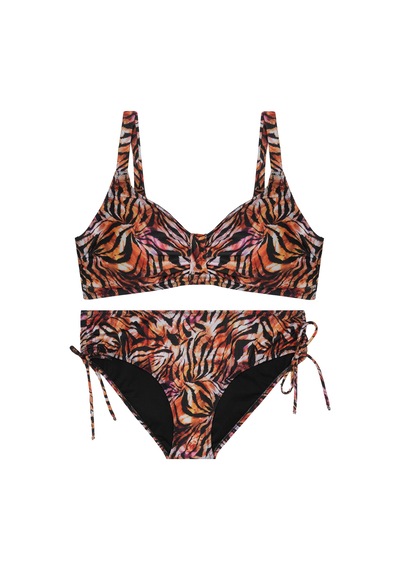Kaplı Kesim Desenli İp Detaylı Bikini Takımı