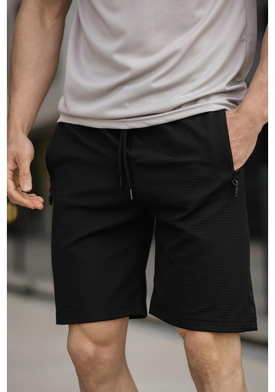 Oksit Sams Fermuarlı Detaylı Dokuma Slim Fit Likralı Erkek Bermuda Şort 001