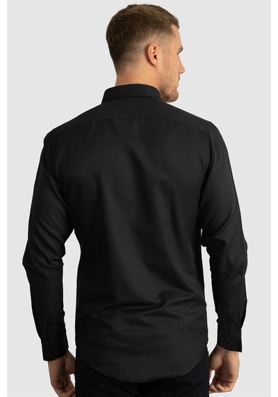 Tudors Slim Fit Dar Kesim Uzun Kol Erkek Gömlek-23450 Lacivert