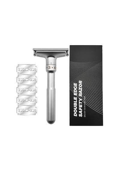 Valkyrie Metal Ayarlanabilir Manuel Geleneksel Tıraş Aleti Makinası 5 Jilet 6 Kademe Gümüş