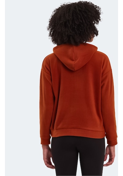 Slazenger SASSA IN Kadın Kapüşonlu Cepli Kiremit Polar