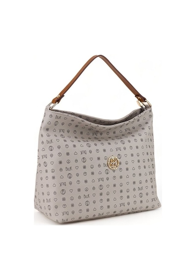 Bilik Deri Monogram Gri/taba Kadın Omuz Çantası Nv 1003-mn Gri - Taba
