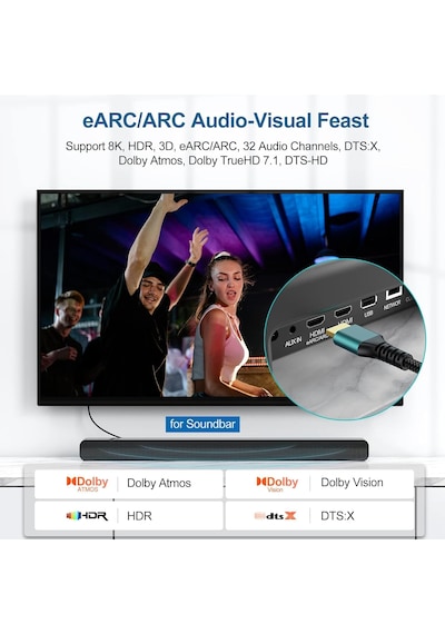 Hdmı 2.1 Kablo 8k 60hz 4k 240hz 165hz 144hz 120hz Yüksek Hızlı, Hdmı Kablo Ultra Hd10 Metre 10 Metre