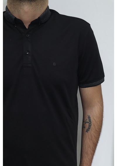 Santa Dmc Tekstil Erkek Düz Spor Kesim Normal Kalıp Polo Yaka T-shirt Siyah