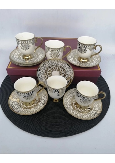 Şnr 101881 Kahve Fincanı Eliza 6'lı Beyaz