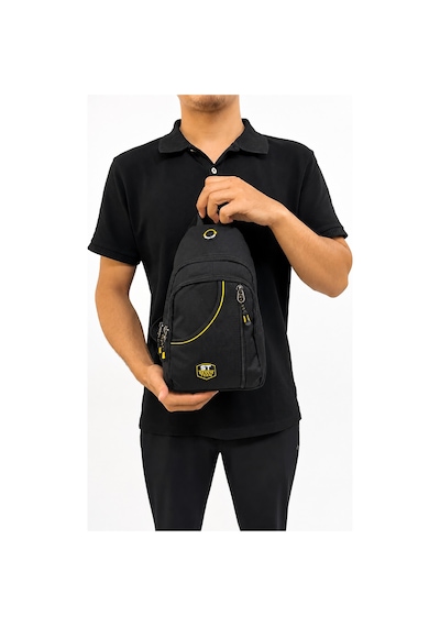 Seventeen Unisex Spor Çok Bölmeli Çapraz Askılı Body Bag Siyah-sarı