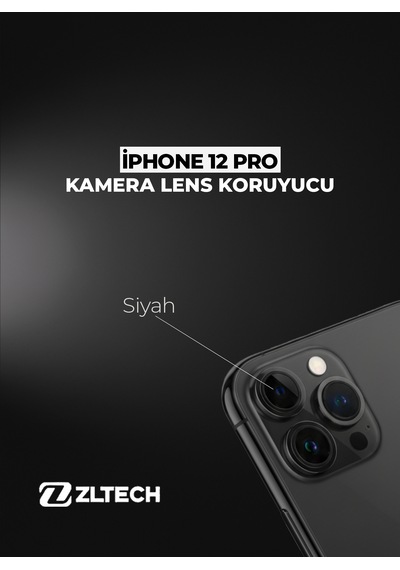 İphone 12 Pro Uyumlu Kamera Lens Koruyucu Black