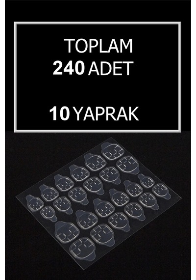 240 Adet Medium Beden Çift Taraflı Yapıştırıcı Bant Takma Tırnak Yapıştırıcı Cilde Zarar Vermez Şeffaf