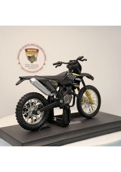 Siyah Enduro Cross - 1:18 Ölçek 12cm Kutulu Standlı Diecast Motosiklet Modeli
