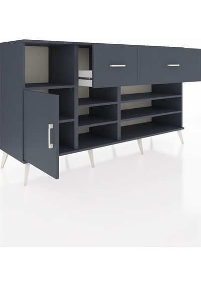 Hyperion Konsol 6 Raflı 2 Çekmeceli Tek Kapaklı 176x44x99 Antras Antrasit-antrasit Hyperion Konsol 6 Raflı 2 Çekmeceli Tek Kapaklı 176x44x99 Antras Antrasit-antrasit