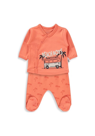 Civil Baby Beach Boys Baskılı Zıbın Takımları - Kırmızı Mercan