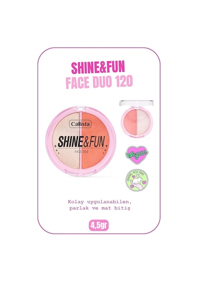 Callista Shine & Fun Face Duo Toz Allık Ve Aydınlatıcı Palet - 120 Dream Team