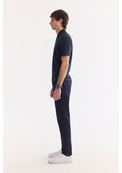 Avva Erkek İndigo Klasik Bel Eskitme Yıkamalı Elastan Madrid Comfort Slim Fit Jean Pantolon A61y3509