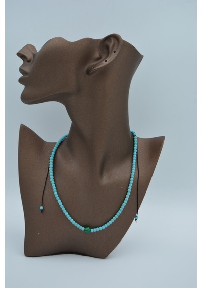 Stoneage Jewellery Malahit Ve Turkuaz Taşlı Metalsiz  Kolye Çok Renkli