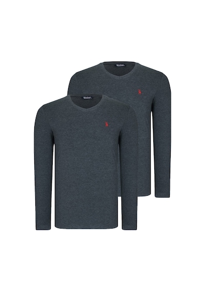 İkili Set T8587 Dewberry V Yaka Erkek Sweatshırt-antrasit-antrasit Antrasit-antrasit