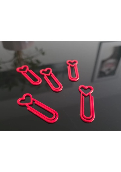 3d Baskı Kalp Figürlü Ataç - 10lu Set - Kırmızı