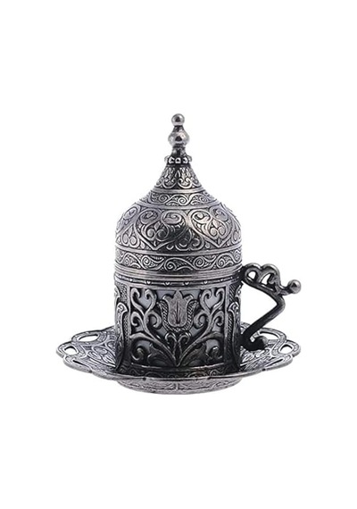 1 Adet Türk Yunan Arap Kahvesi Espresso Fincanı Tabağı Lale Siyah Acı Kahve