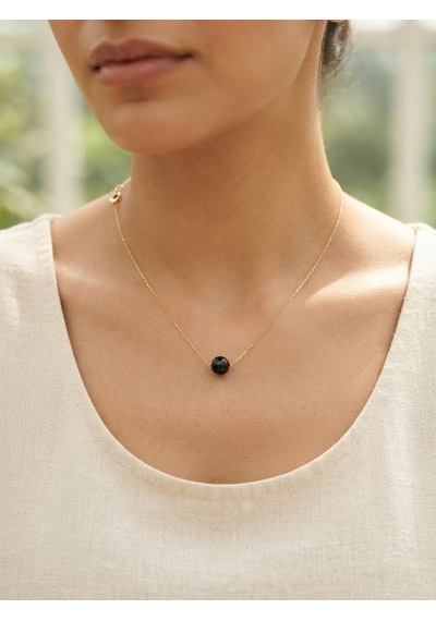 925 Ayar Gümüş Minimalist Oltu Taşı Kolye.rose.gold.rodaj Renk Seçeneği