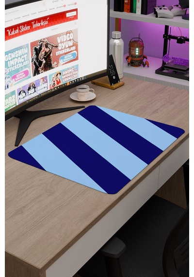 Mavi Lacivert 48x40 Xl Taraftar Gaming Oyuncu Mouse Pad Kaymaz Taban Büyük Klavye Fare Altlığı Şerit