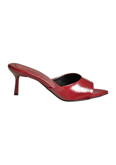 Fox Shoes U654081009 Bordo Sivri Burunlu Topuklu Kadın Terlik Bordo