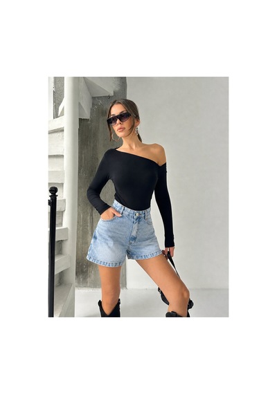 Bluemarlin Buz Kar Yan Kılçık İşlemli Kısa/mini Denim/kot Şort Buz Kar