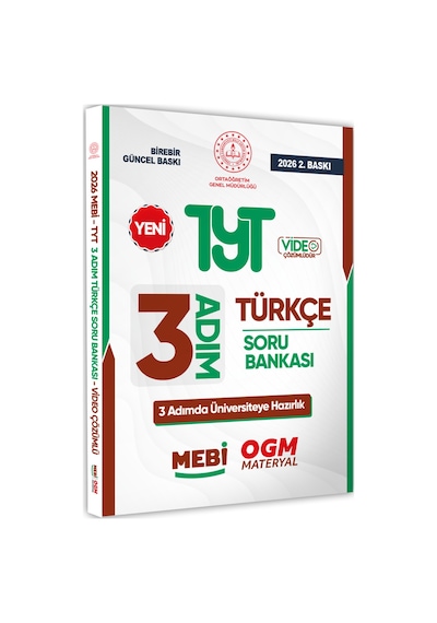 2026 TYT Mebi-ogm 3 Adım Türkçe Soru Bankası Renkli A4 Boyut Video Çözüm Baskı Ücreti