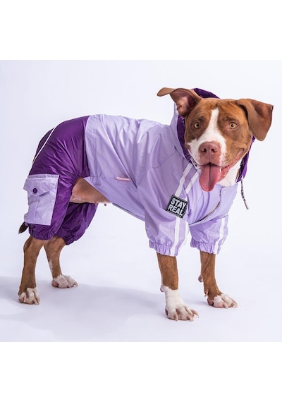 Pawstar Bicolor Lila-mor Polarlı Su Geçirmez Orta-büyük Irk Köpek Yağmurluk Tulum